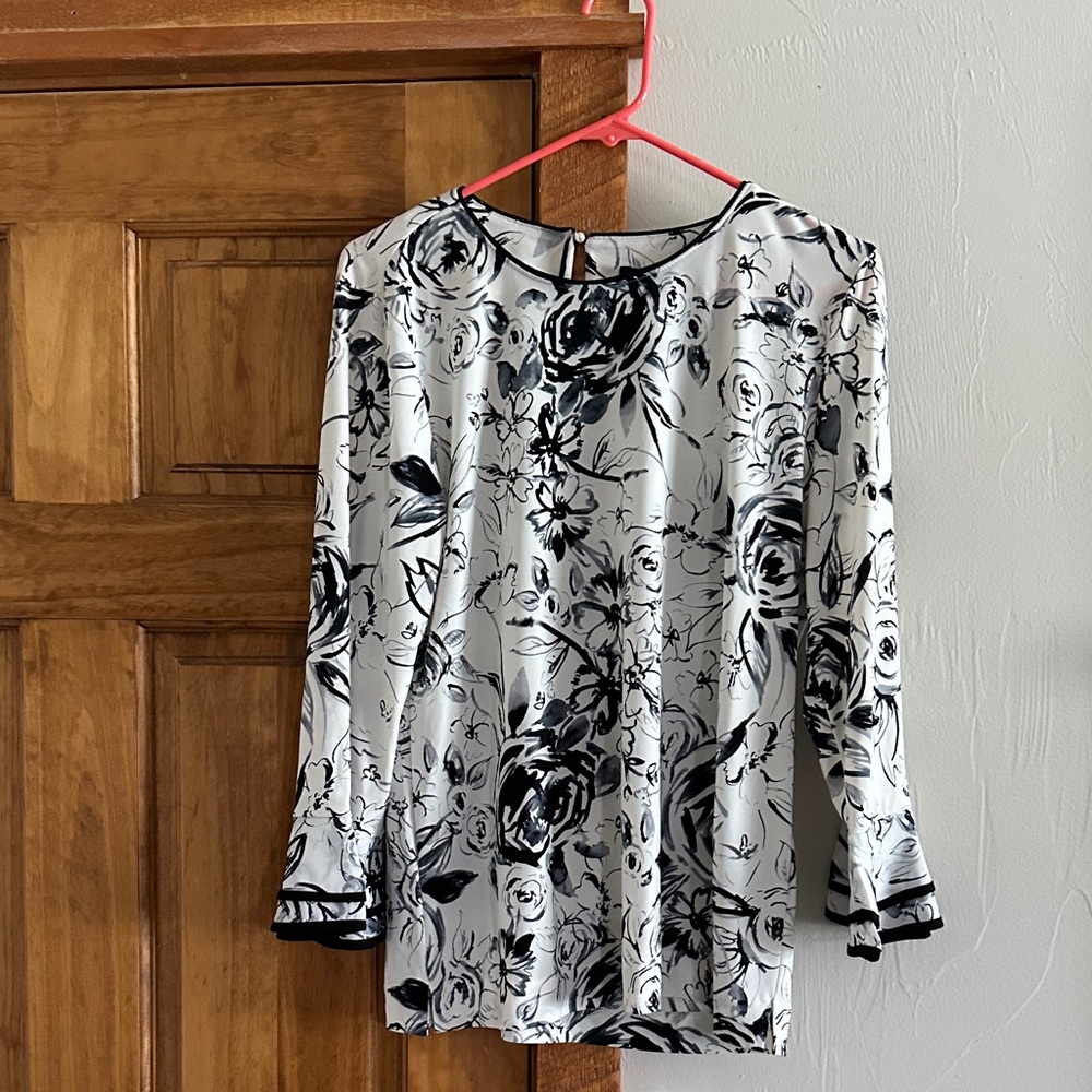 Karl Lagerfeld Black and White Floral Blouse